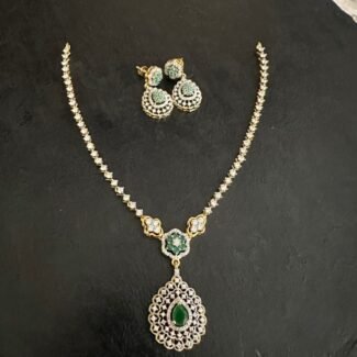 CZ white stone necklace set