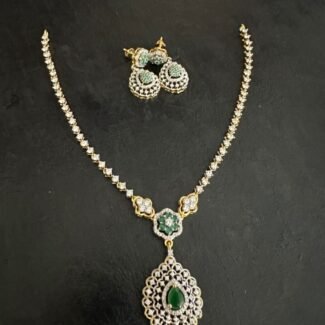 CZ white stone necklace set