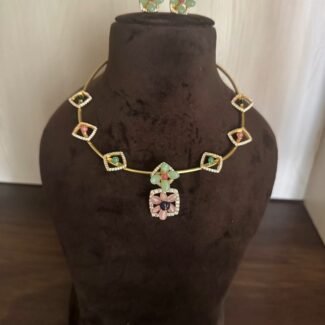 Fusion Bead stone Hasli Necklace