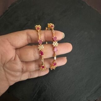 Ruby CZ Flower Bangle