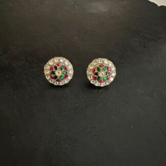 White kundan Round Stud