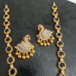 Hexagon Blue Stone Necklace set