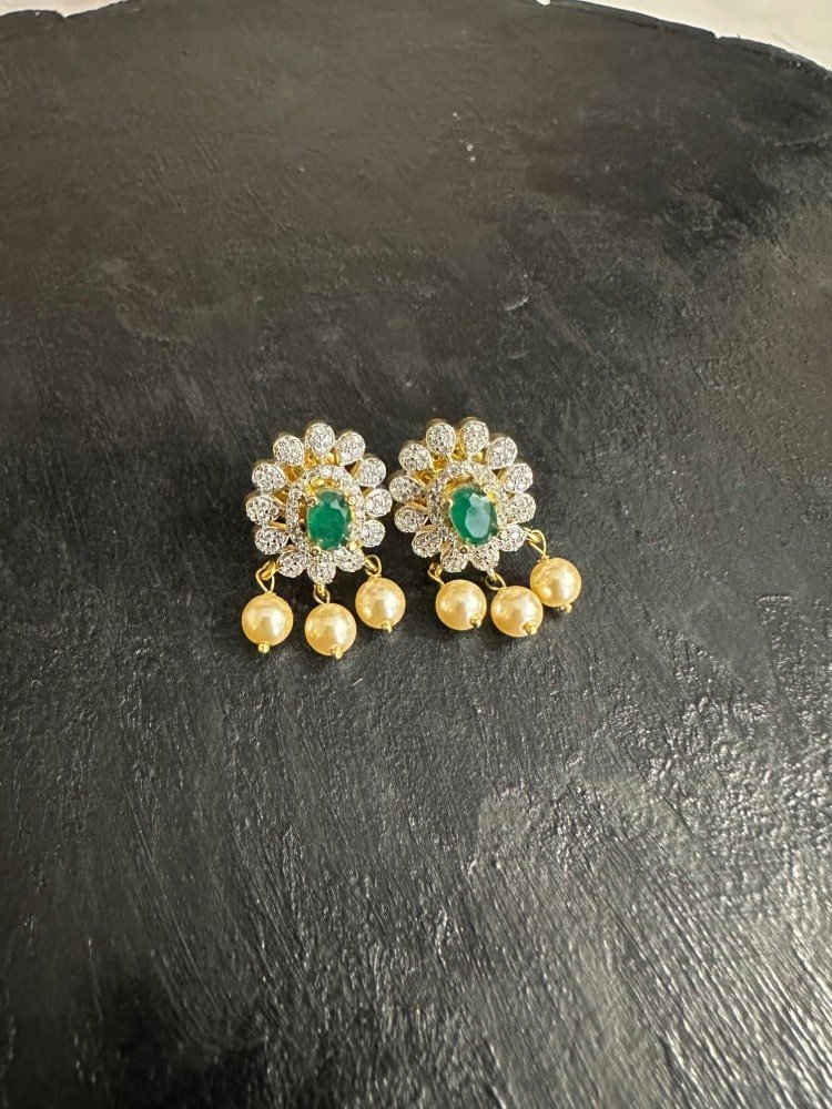 CZ Pearl Diamond Stud CZ Pearl Diamond Stud