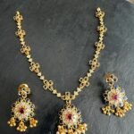 Blue Sapphire CZ Flower Necklace Set