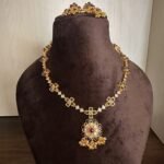 Blue Sapphire CZ Flower Necklace Set