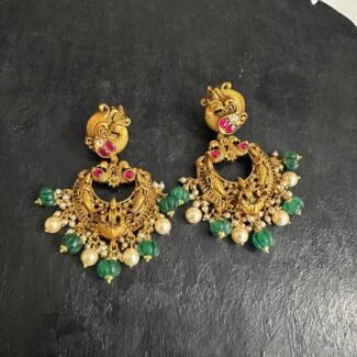 Peacock Pumpkin Bead Chandbali