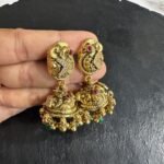 peacock Nakshi Green Bead Jhumka