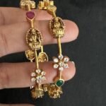 Navarathna CZ Flower Lakshmi Bangle