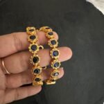 Blue sapphire Flower Design Bangle