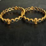 Blue sapphire Flower Design Bangle