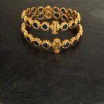 Blue sapphire Flower Design Bangle