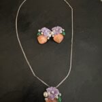Minimalist Gardenia orange Flower Pendant set