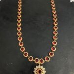 Red Flower CZ Stone Necklace