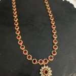 Red Flower CZ Stone Necklace