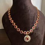 Red Flower CZ Stone Necklace
