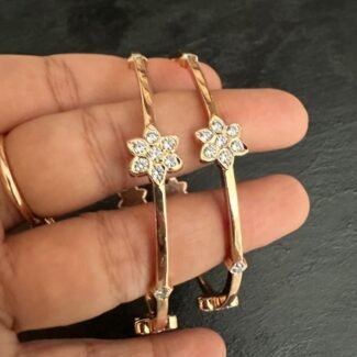 Flower Single Stone Rose Gold Bangle