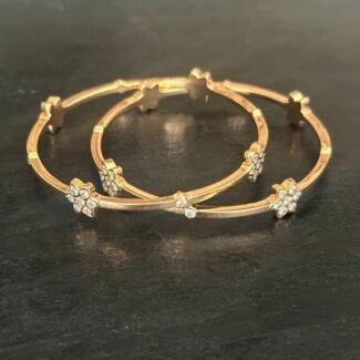 Flower Single Stone Rose Gold Bangle