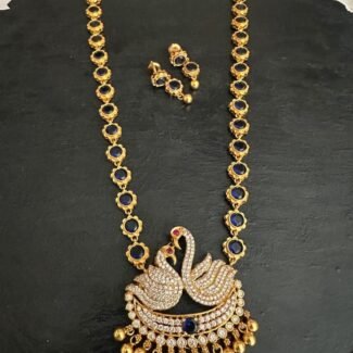 Blue Stone Swan Necklace set