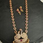 Ruby Stone Swan Necklace Set