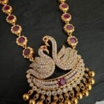 Ruby Stone Swan Necklace Set