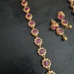 Ruby Stone Swan Necklace Set
