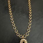 Blue Stone CZ Flower Pendant Necklace