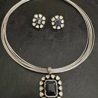 Square Blue stone Polki Set