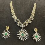 Diamond flower leaf necklace set