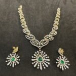 Diamond flower leaf necklace set