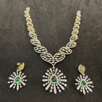 Diamond flower leaf necklace set