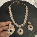 Diamond Replica Blue White Necklace Set