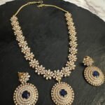 Diamond Replica Blue White Necklace Set