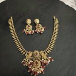 Peacock Ruby Stone Bead Necklace Set