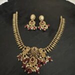 Peacock Ruby Stone Bead Necklace Set