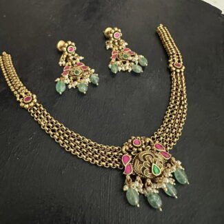 Kundan Light Weight Jalli Necklace Set