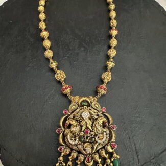 Antique Peacock CZ Pendant Mala