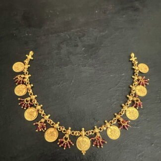 Lakshmi Coin Light Weight Ruby Bead Necklace