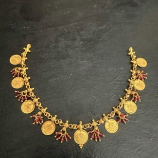 Lakshmi Coin Light Weight Ruby Bead Necklace
