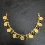 Lakshmi Coin Light Weight Green Bead Necklace