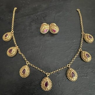 Invisible Ruby Stone Chain Set