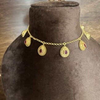 Invisible Ruby Stone Chain Set