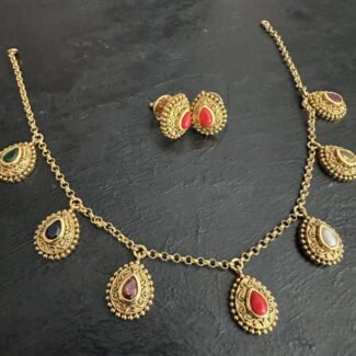Invisible Navarathna Stone Chain Set