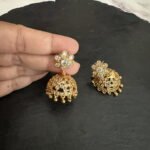 Flower Patten Diamond Replica Jhumka