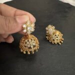 Flower Patten Diamond Replica Jhumka