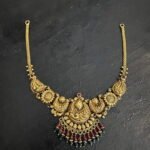 Flower Mango Ruby Green Bead Simple Necklace