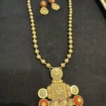 Coral Kolapuri Pendant Ball Chain Necklace Set