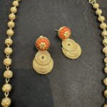 Coral Kolapuri Pendant Ball Chain Necklace Set