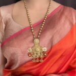 Coral Kolapuri Pendant Ball Chain Necklace Set