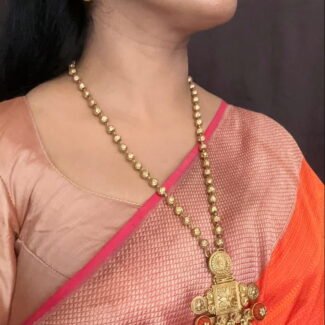 Coral Kolapuri Pendant Ball Chain Necklace Set