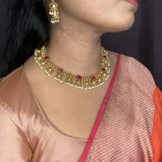 Kundan half jhumka necklace set